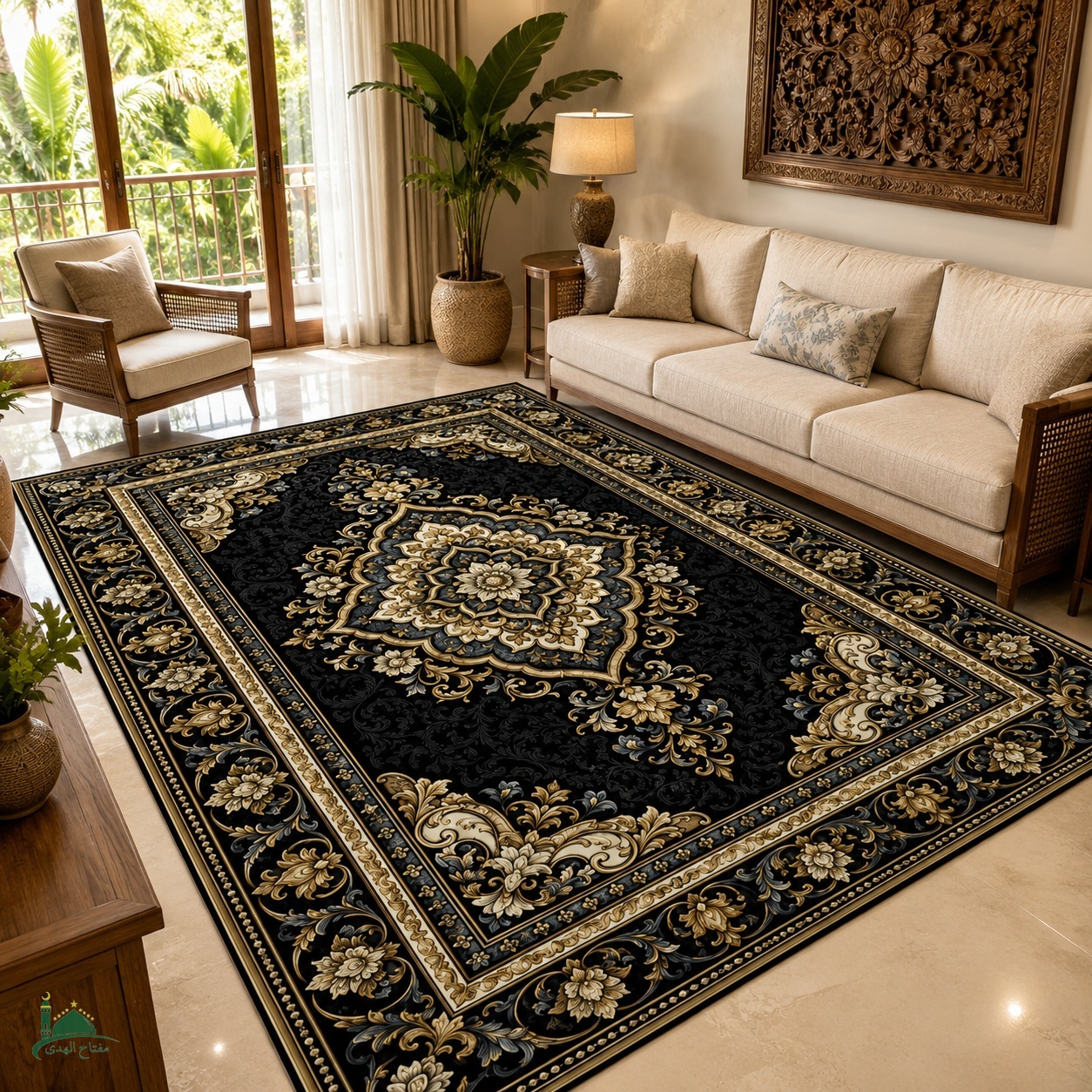 IK-PATTERN-0101-M2 Indahkarpet Karpet Geometris Modern Bludru Premium Lembut Anti Slip Tebal Pilihan Ukuran untuk Ruang Tamu Kamar